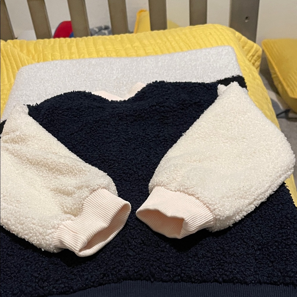 Navy and Cream Sherpa Jacket - Picture 2 of 3
